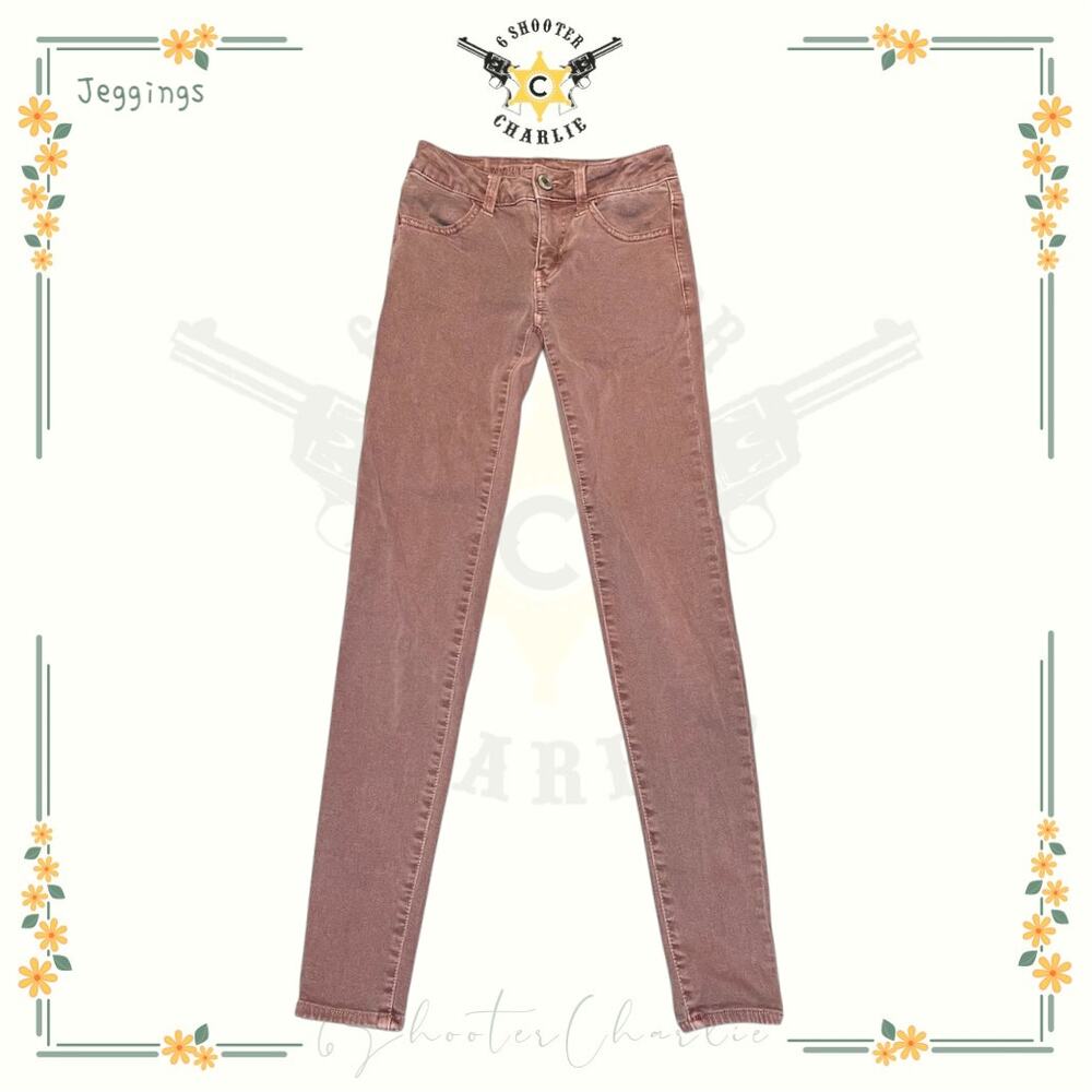 American Eagle Outfitters Jegging Super Stretch Womens Size 00 Mauve Denim